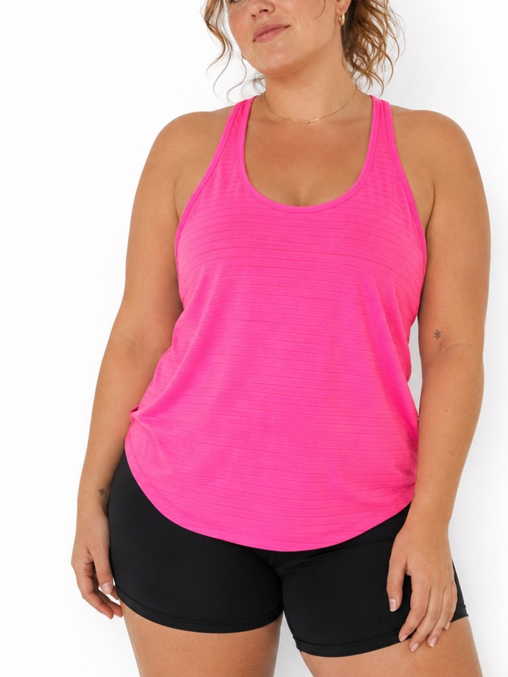 Hot Pink Athleta Shadow Stripe Chi Tank XL Melon Shock